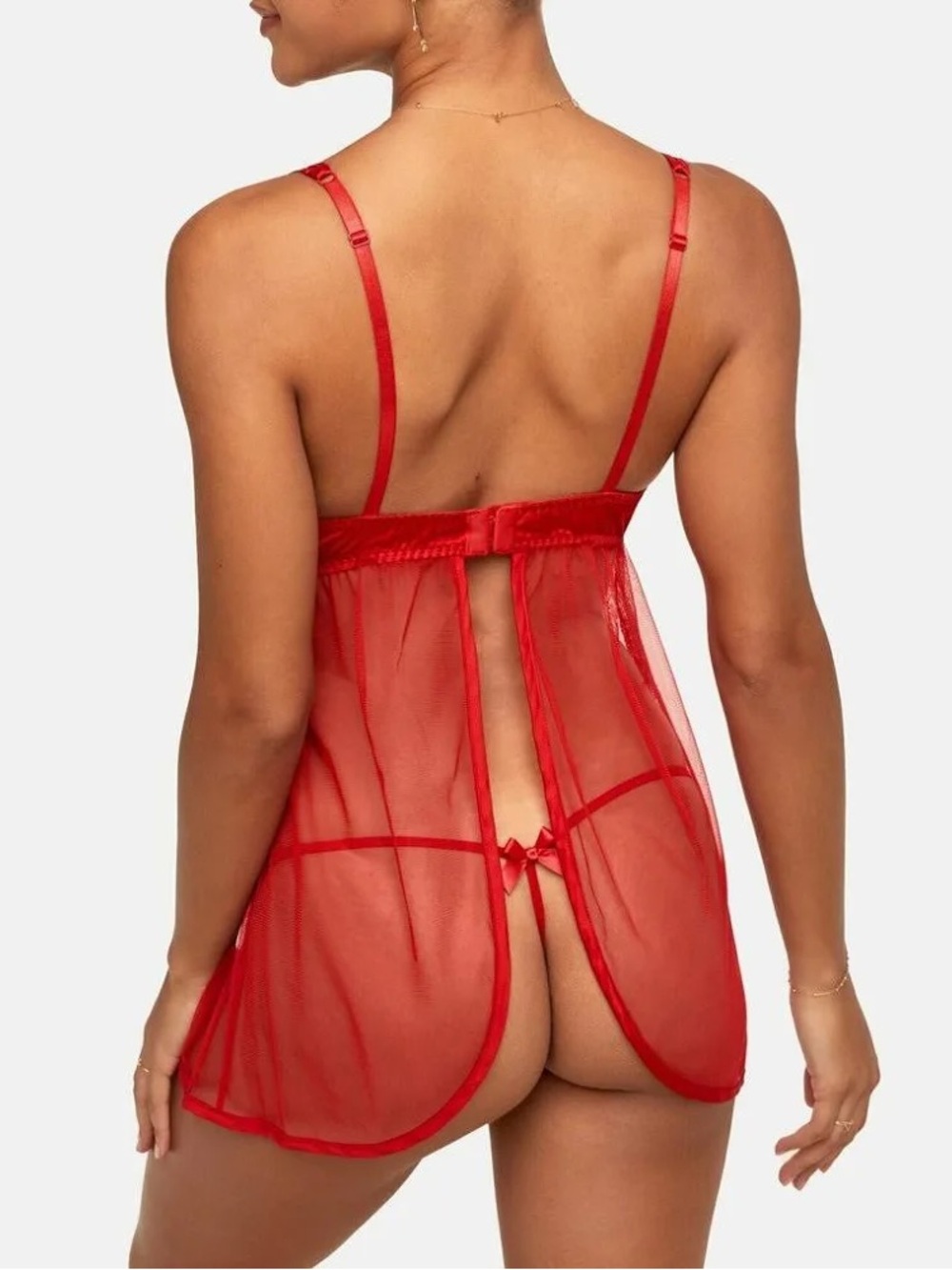Adore Me Women's Bessima Babydoll Lingerie XL Red Bow NWT - Picture 8 of 8